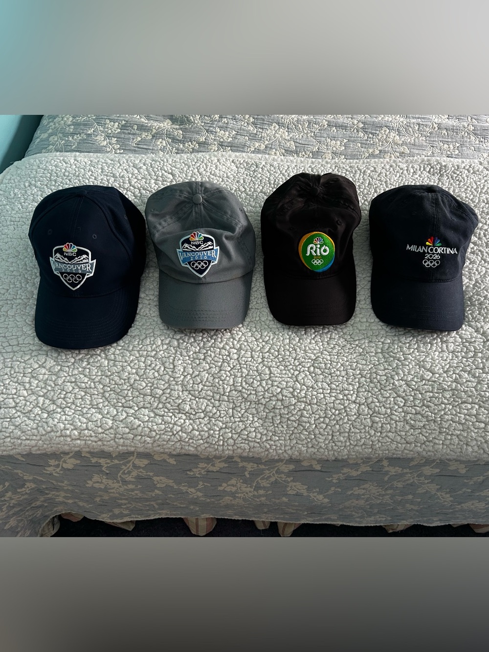 NBC official Olympic hats, Rio, Milan, and Vancouver
